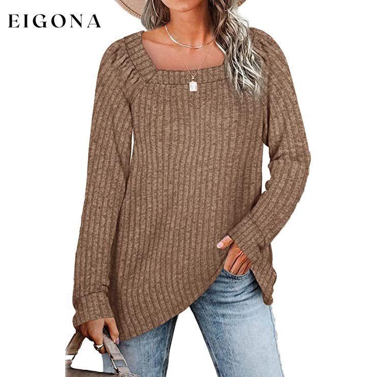 Women's Long Sleeve V Neck Sweater Tops Khaki __stock:200 clothes refund_fee:1200 tops