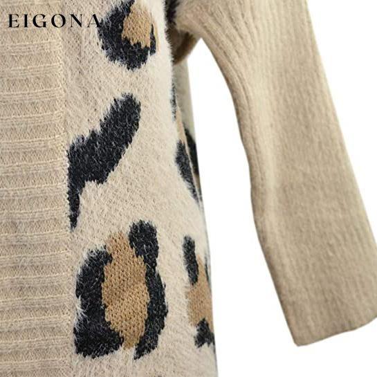 Women's Long Sleeves Leopard Print Knitting Cardigan __stock:500 Jackets & Coats refund_fee:1200