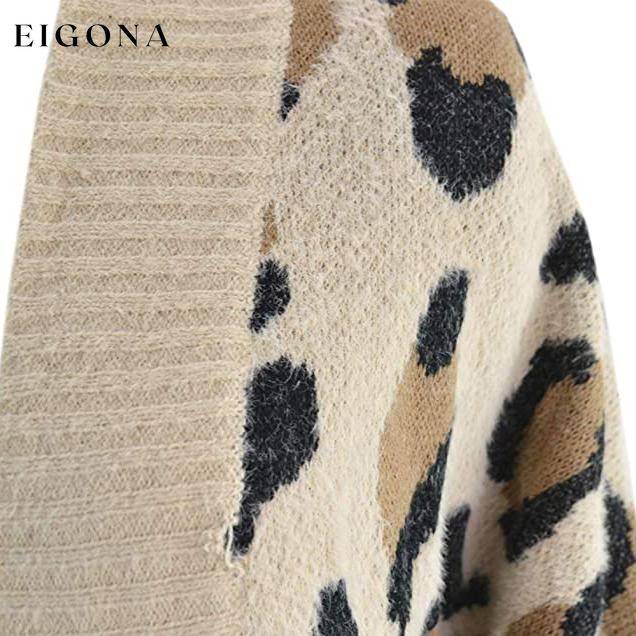 Women's Long Sleeves Leopard Print Knitting Cardigan __stock:500 Jackets & Coats refund_fee:1200