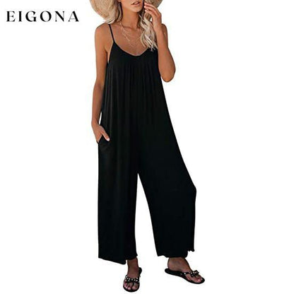 Women's Loose Sleeveless Jumpsuits Black __stock:500 casual dresses clothes dresses refund_fee:1200