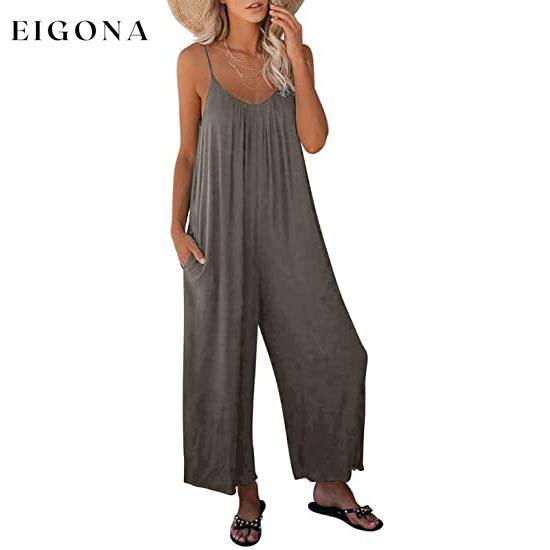 Women's Loose Sleeveless Jumpsuits Gray __stock:500 casual dresses clothes dresses refund_fee:1200