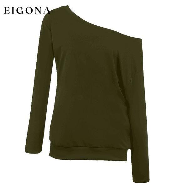 Women's New Fashion Style One Shoulder Soft Long Sleeve Top __stock:50 clothes refund_fee:800 tops