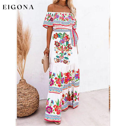 Women's Off Shoulder Print Dress __stock:200 casual dresses clothes dresses refund_fee:1200