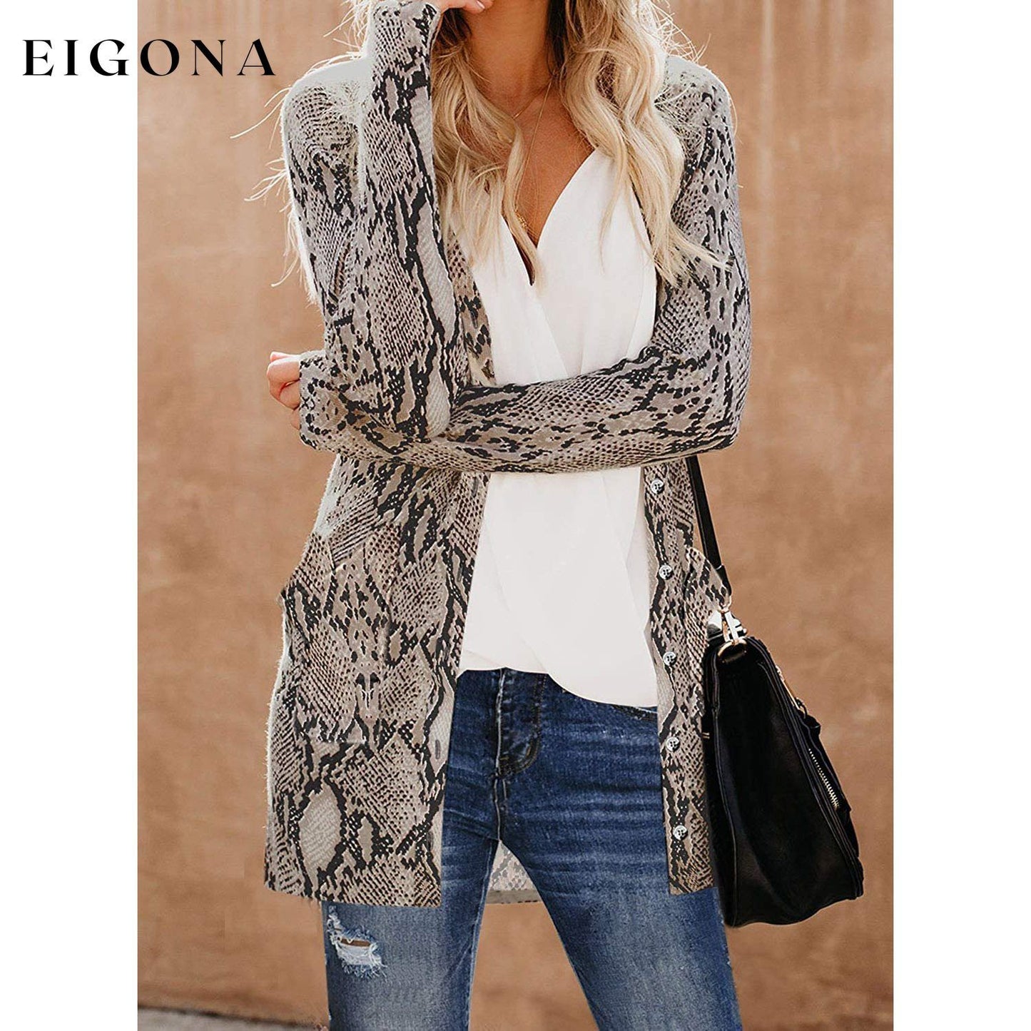 Women's Open Front Printed Cardigans Sweaters Thin Coats Jackets Outerwear __stock:50 Jackets & Coats refund_fee:1200