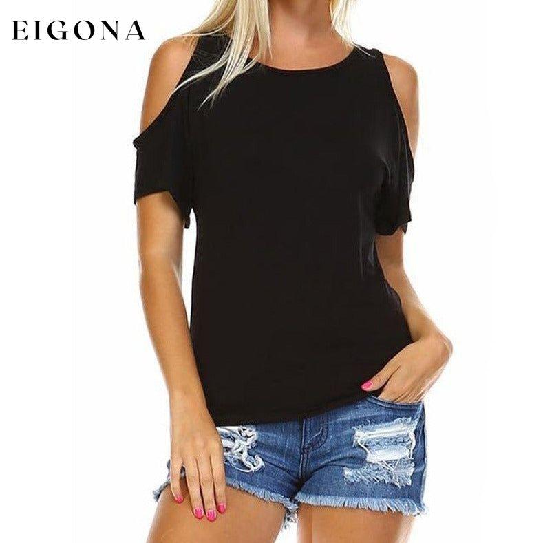 Women's Open-Shoulder Short Sleeve Top - Assorted Sizes Black __label1:BOGO FREE __stock:50 Clearance clothes Low stock refund_fee:800 tops