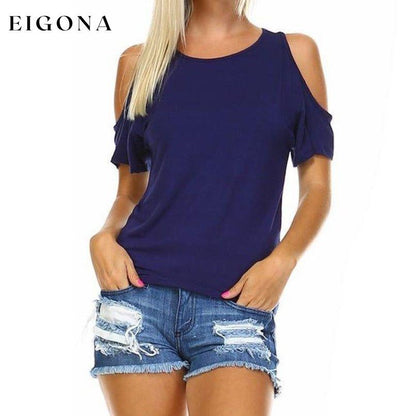 Women's Open-Shoulder Short Sleeve Top - Assorted Sizes Blue __label1:BOGO FREE __stock:50 Clearance clothes Low stock refund_fee:800 tops
