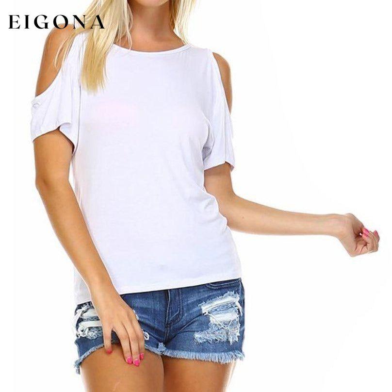 Women's Open-Shoulder Short Sleeve Top - Assorted Sizes White __label1:BOGO FREE __stock:50 Clearance clothes Low stock refund_fee:800 tops