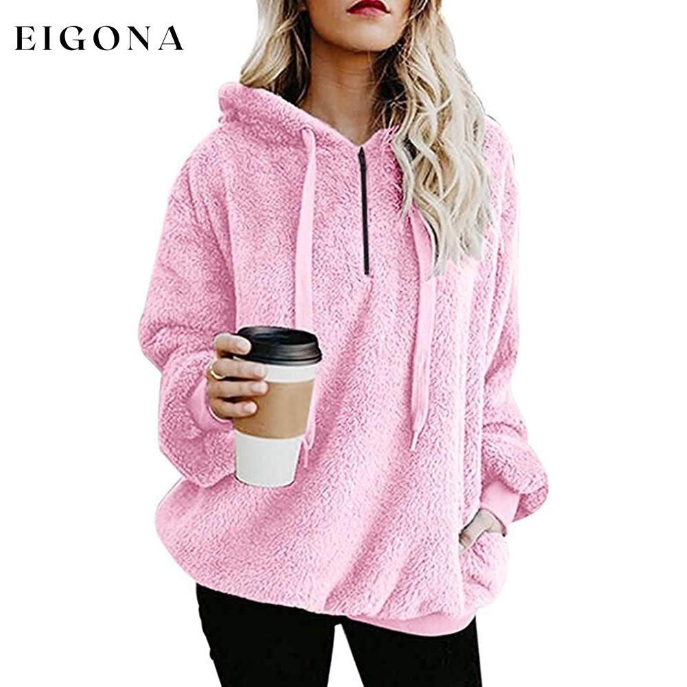 Women's Oversized Fleece Hoodie Pink clothes refund_fee:1200 tops