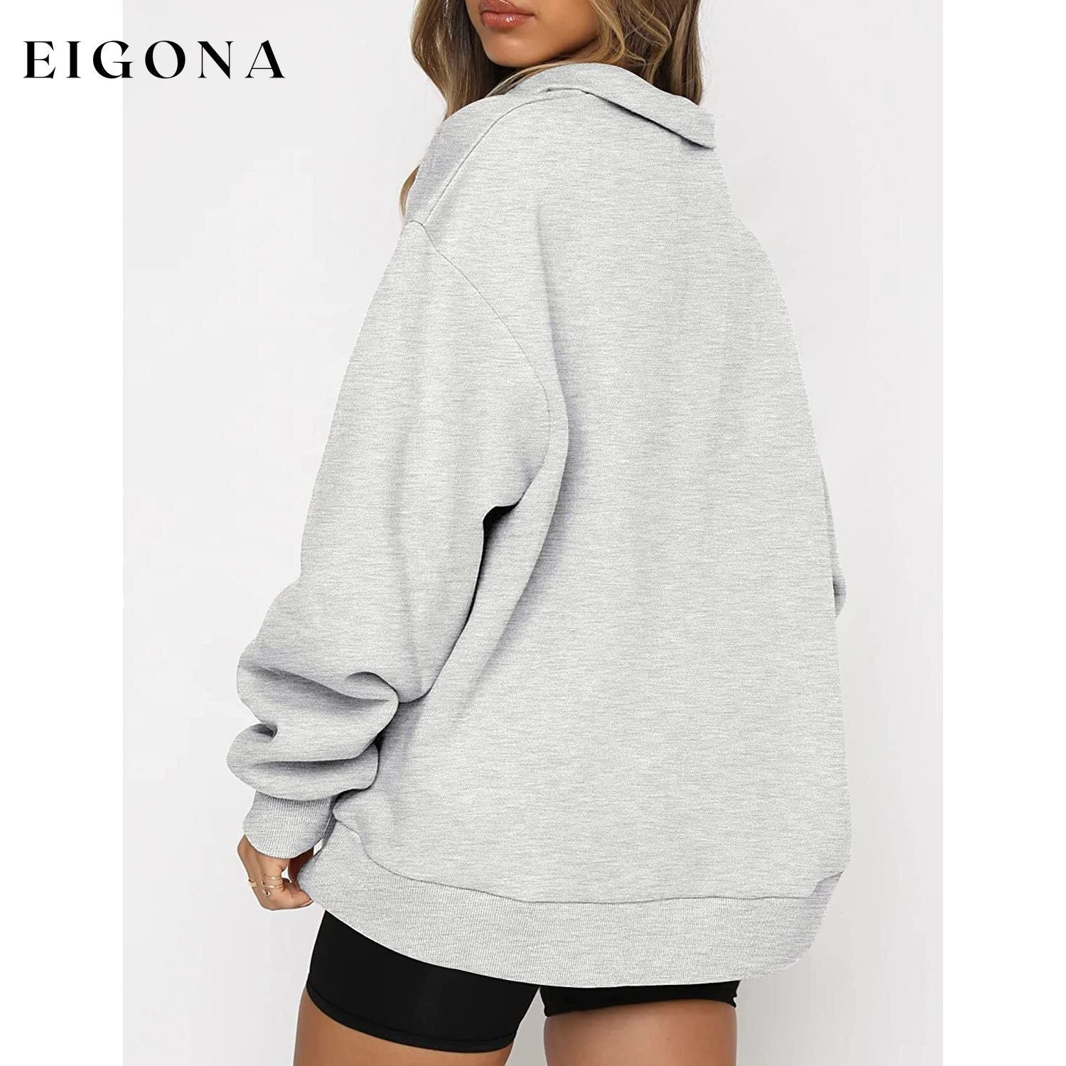 Womens Oversized Half Zip Pullover Long Sleeve Sweatshirt __stock:200 clothes refund_fee:1200 tops