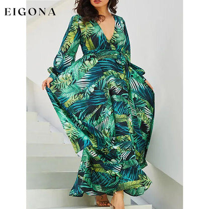 Women's Plus Size A Line Dress Floral V Neck Print Lantern Sleeve __stock:200 casual dresses clothes dresses refund_fee:1200