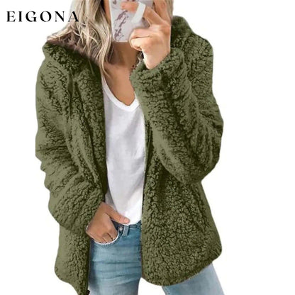 Women's Plus Size Hoodie Coat Long Sleeve Army Green __stock:200 Jackets & Coats refund_fee:1200
