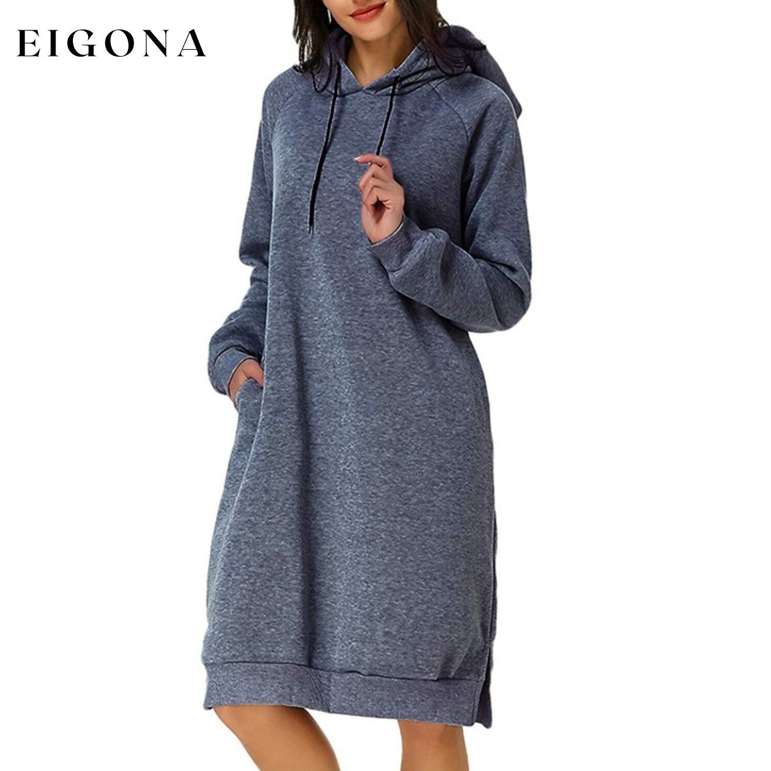 Womens Pullover Hoodie Dress Dark Gray __stock:200 casual dresses clothes dresses refund_fee:1200