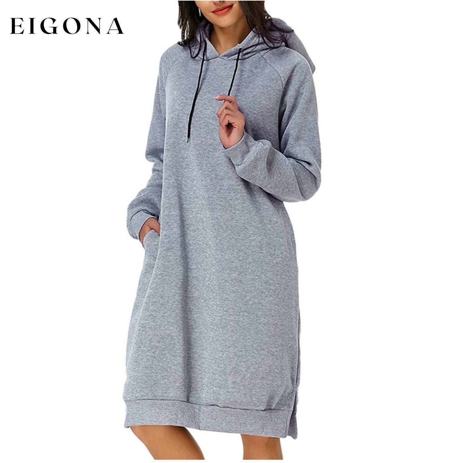 Womens Pullover Hoodie Dress Light Gray __stock:200 casual dresses clothes dresses refund_fee:1200