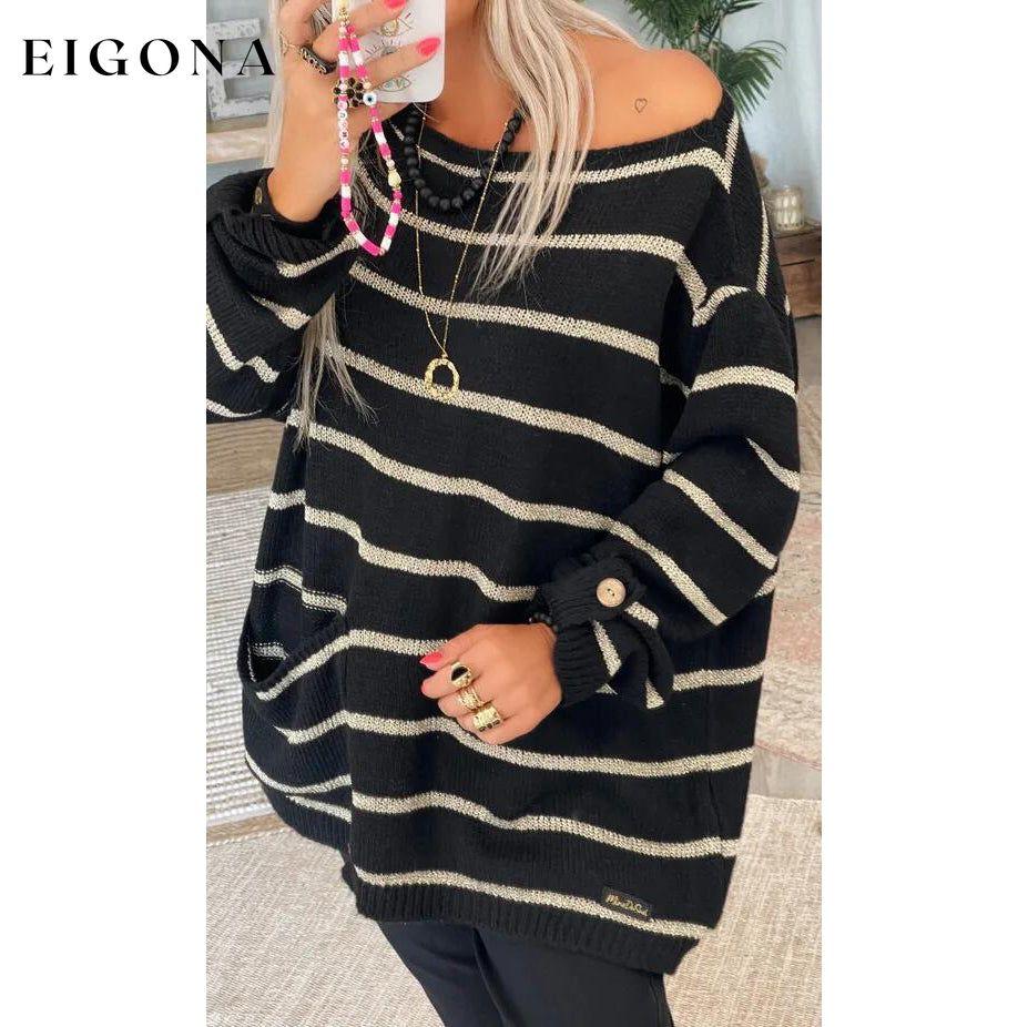 Women's Pullover Jumper Cable Knit Tunic Knitted Print Crew Neck Black __stock:200 clothes refund_fee:1200 tops