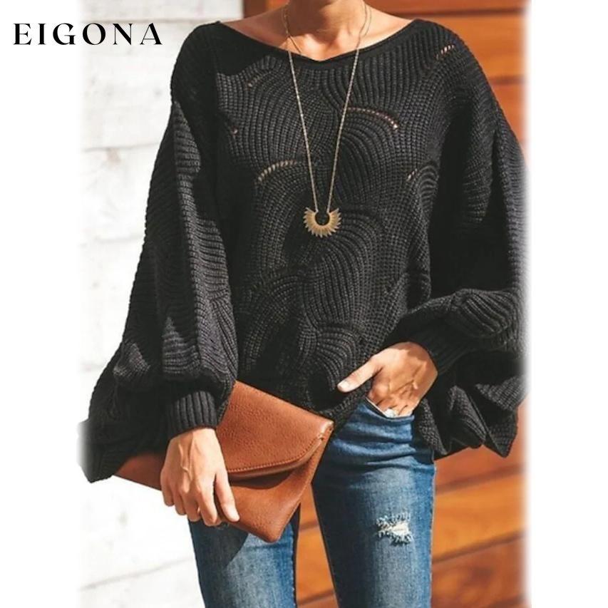 Women's Pullover Knitted Sweater Black __stock:200 clothes refund_fee:1200 tops