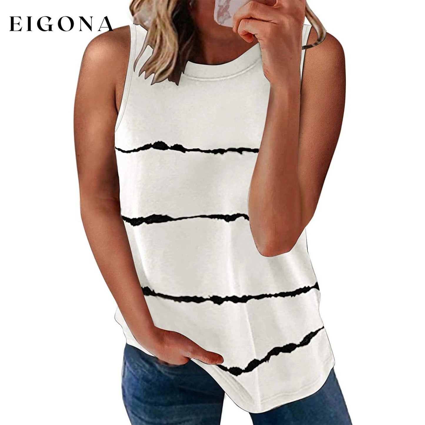 Women's Scoop Neck Tank Tops Knit Shirts White __stock:200 clothes refund_fee:800 tops