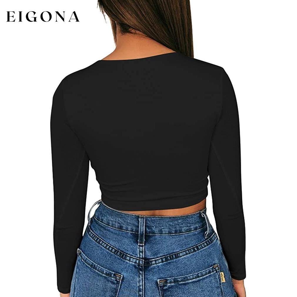 Women's Sexy Bodycon Scoop Neck Long Sleeve Slim Crop Top __stock:200 clothes refund_fee:800 tops