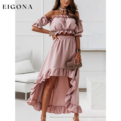 Women's Sexy Boho Solid Color Casual Dress Two Piece Pink __stock:200 casual dresses clothes dresses refund_fee:1200