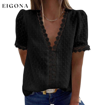 Women's Sexy Lace V-Neck Top Black __stock:200 clothes refund_fee:800 tops
