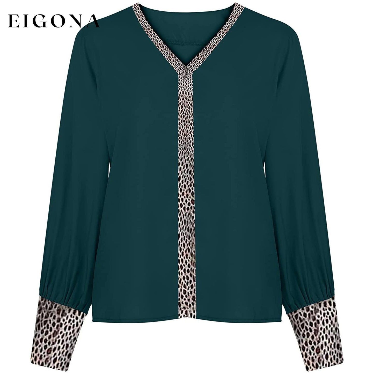 Women's Sexy Leopard Print Shirt Green __stock:200 clothes refund_fee:800 tops