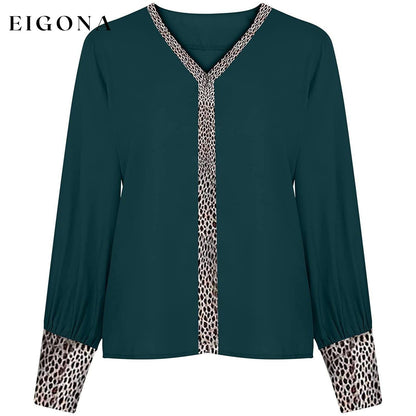 Women's Sexy Leopard Print Shirt Green __stock:200 clothes refund_fee:800 tops