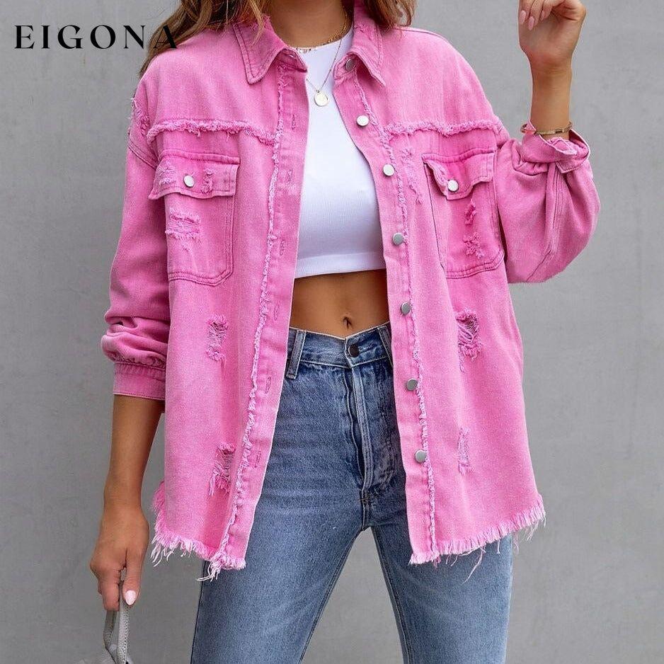 Women's Shacket Long Sleeve Denim __stock:200 Jackets & Coats refund_fee:1200