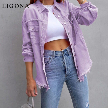 Women's Shacket Long Sleeve Denim __stock:200 Jackets & Coats refund_fee:1200