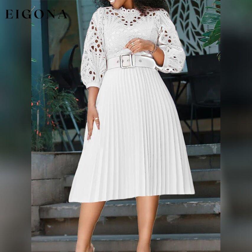 Women's Sheath Knee Length Dress White __stock:200 casual dresses clothes dresses refund_fee:1800