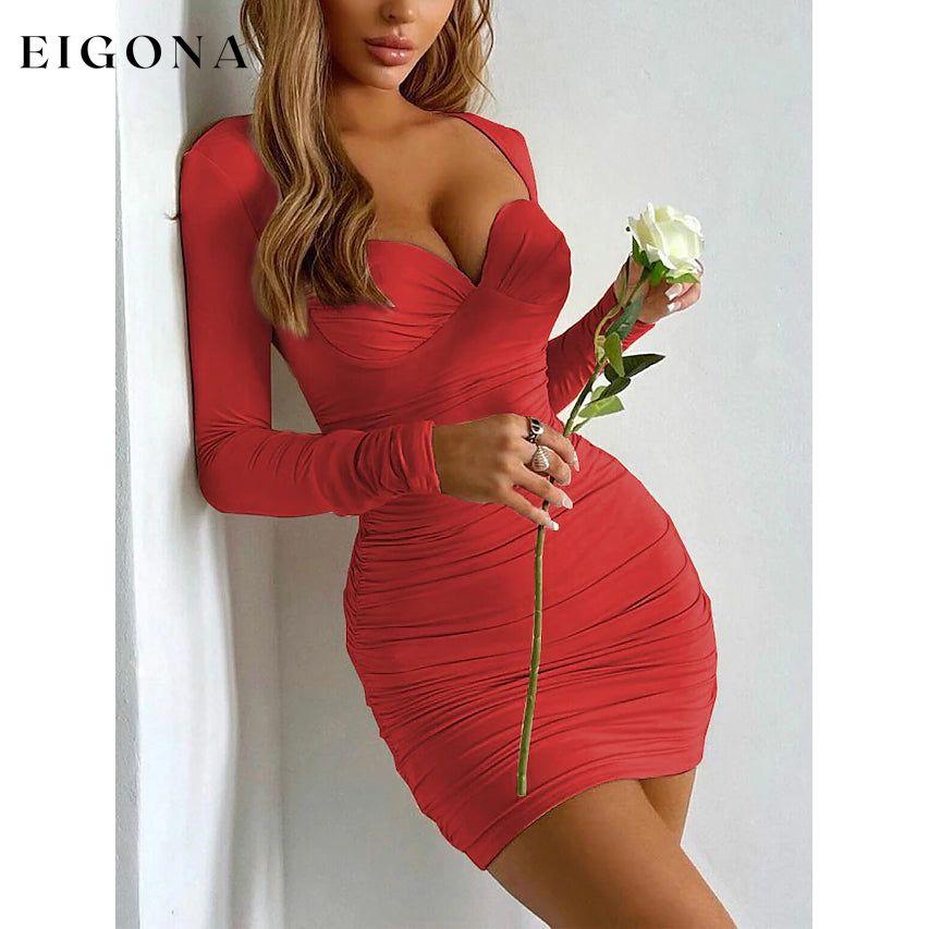 Women's Sheath Short Mini Dress Red __stock:200 casual dresses clothes dresses refund_fee:1200 show-color-swatches