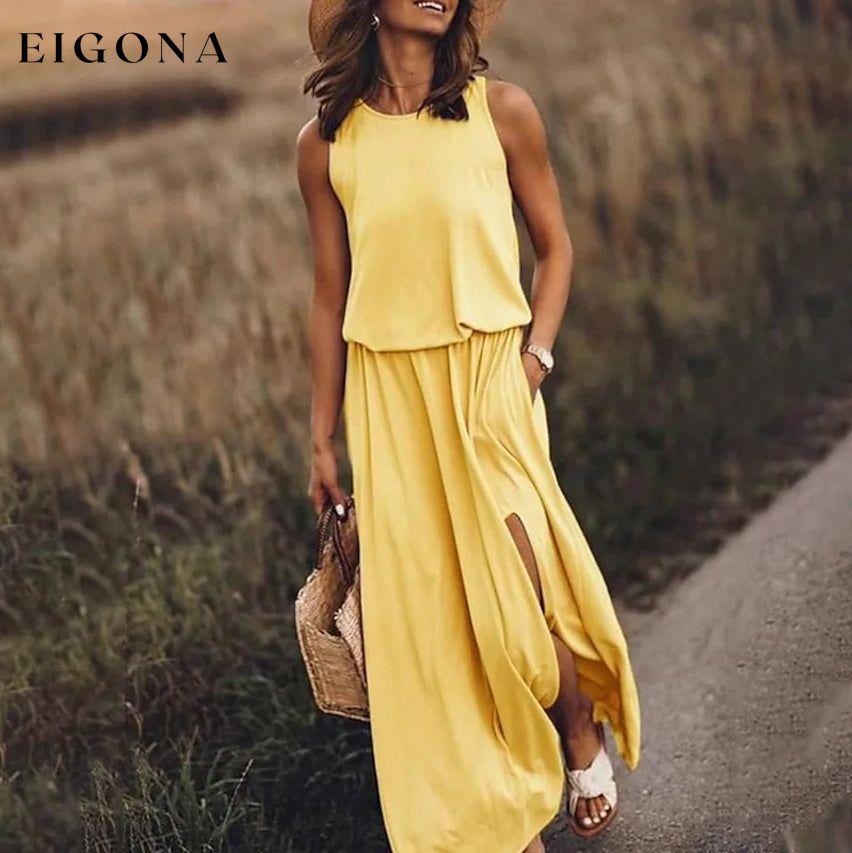 Women's Shift Maxi Long Dress Yellow __stock:200 casual dresses clothes dresses refund_fee:1200