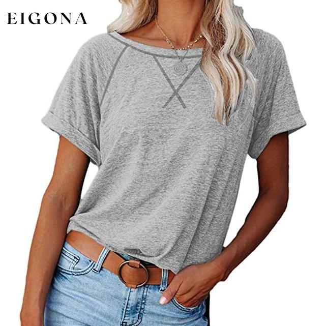 Women's Short Sleeve Raglan Crewneck T Shirts Light Gray __stock:200 clothes refund_fee:800 tops