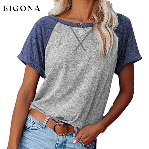 Women's Short Sleeve Raglan Crewneck T Shirts Light Gray Blue __stock:200 clothes refund_fee:800 tops