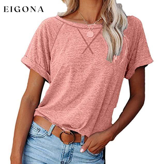 Women's Short Sleeve Raglan Crewneck T Shirts Pink __stock:200 clothes refund_fee:800 tops