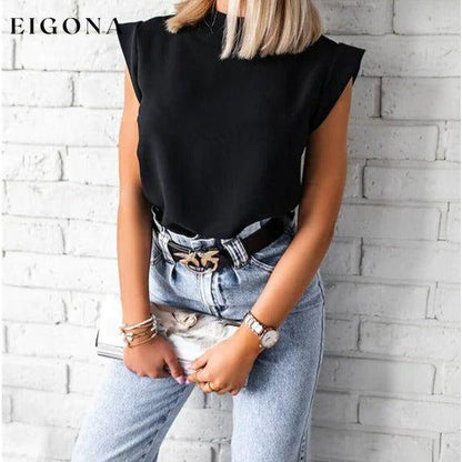 Women's Solid Color Patchwork Stand Collar Top Black __stock:200 clothes refund_fee:1200 tops