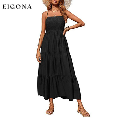 Women's Summer Boho Sleeveless Maxi Dress Black __stock:200 casual dresses clothes dresses refund_fee:1200