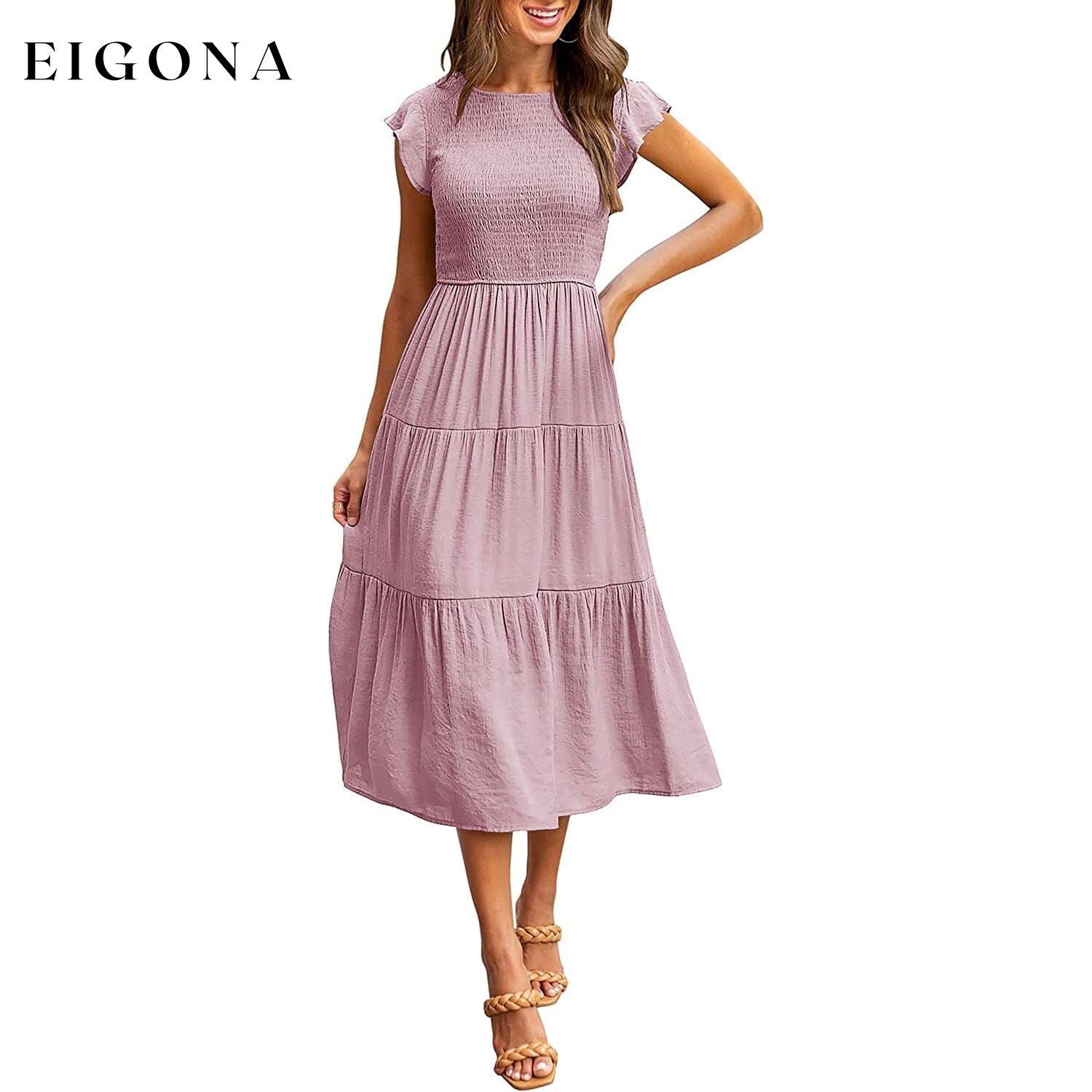 Women's Summer Casual Tiered A-Line Dress Dark Pink __stock:200 casual dresses clothes dresses refund_fee:1200