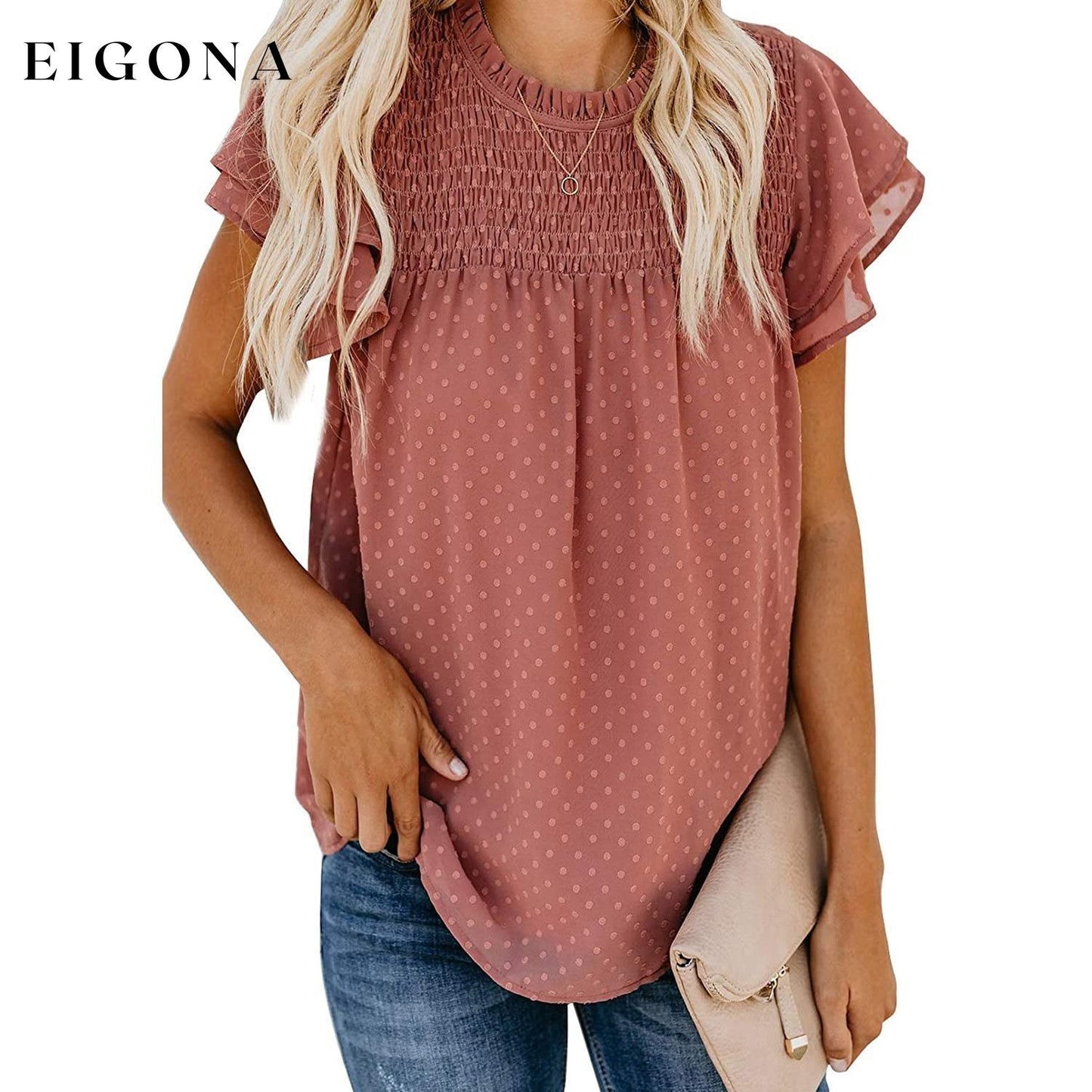Women's Summer Cute Crewneck Lace Crochet Chiffon Blouse Red __stock:200 clothes refund_fee:1200 tops