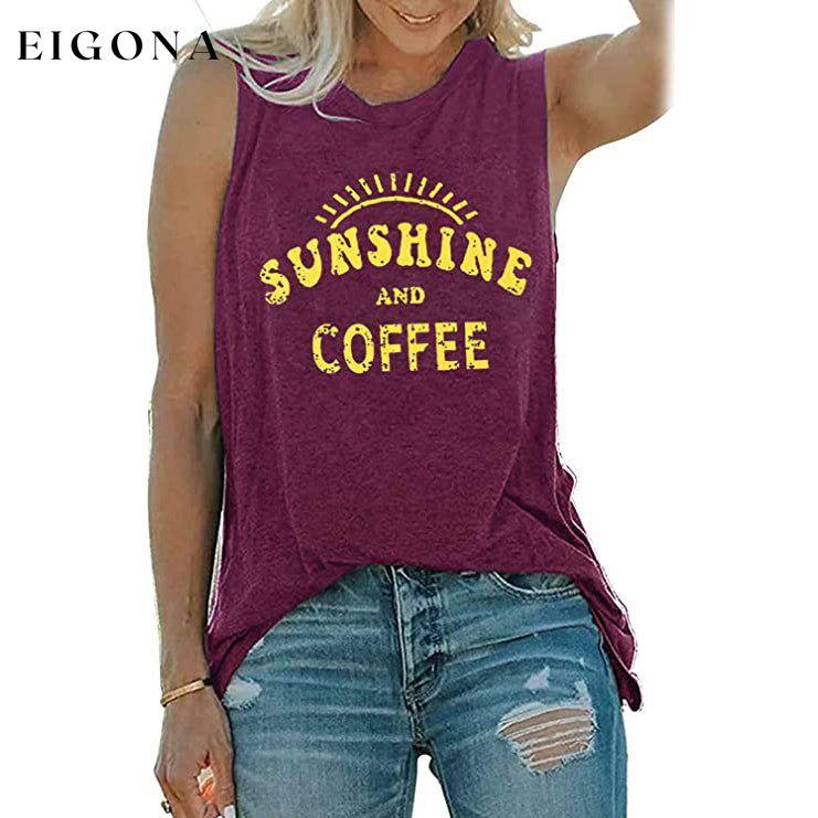 Women's Summer Graphic Tank Top Wine Red __stock:200 clothes refund_fee:800 tops