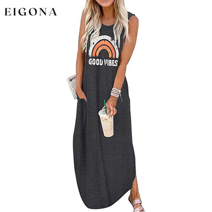 Women's Summer Hawaiian Good Vibes Beach Casual Dress Dark Gray __stock:200 casual dresses clothes dresses refund_fee:1200