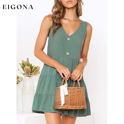 Women's Summer Sleeveless V Neck Dress __stock:200 casual dresses clothes dresses refund_fee:1200