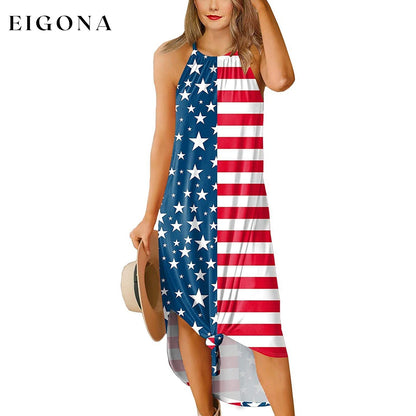 Women's Summer Slit Open Back Dress Flag Patriotic __stock:200 casual dresses clothes dresses refund_fee:1200