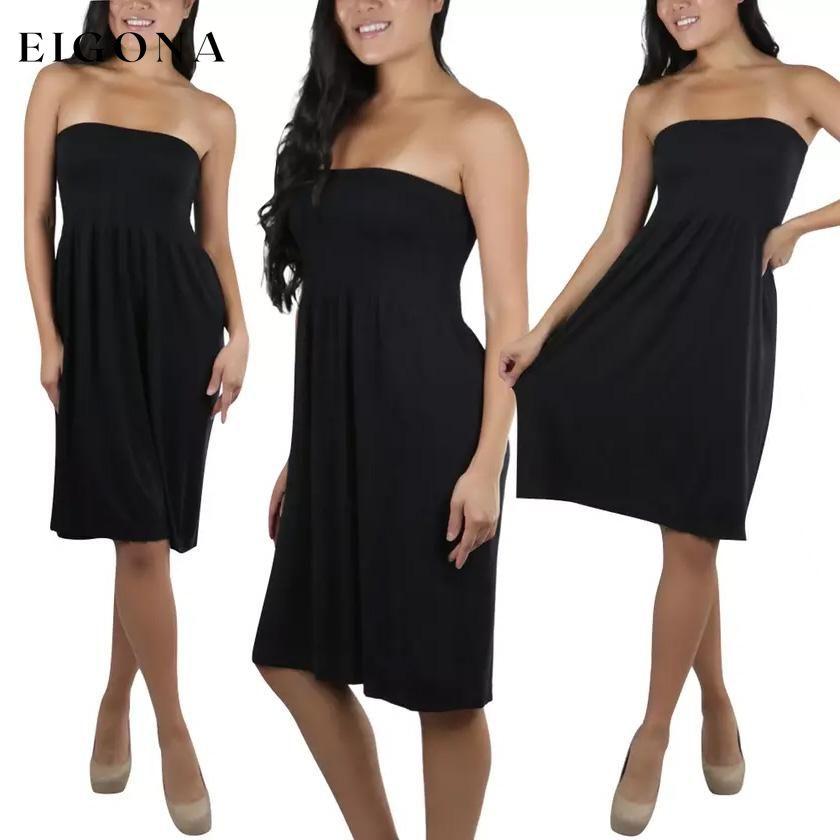 Women's Summer Tube Top Strapless Mini Dress Black __stock:150 casual dresses clothes dresses refund_fee:800