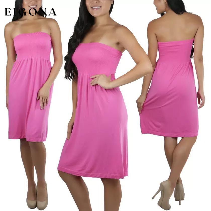 Women's Summer Tube Top Strapless Mini Dress Pink __stock:150 casual dresses clothes dresses refund_fee:800