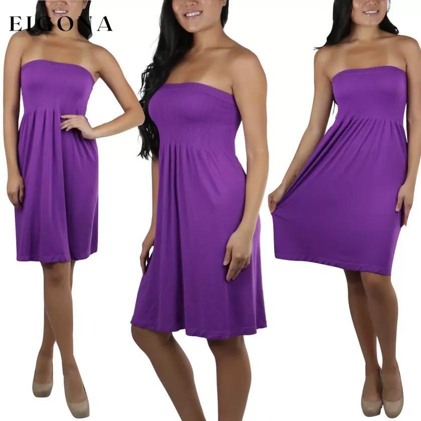 Women's Summer Tube Top Strapless Mini Dress Purple __stock:150 casual dresses clothes dresses refund_fee:800