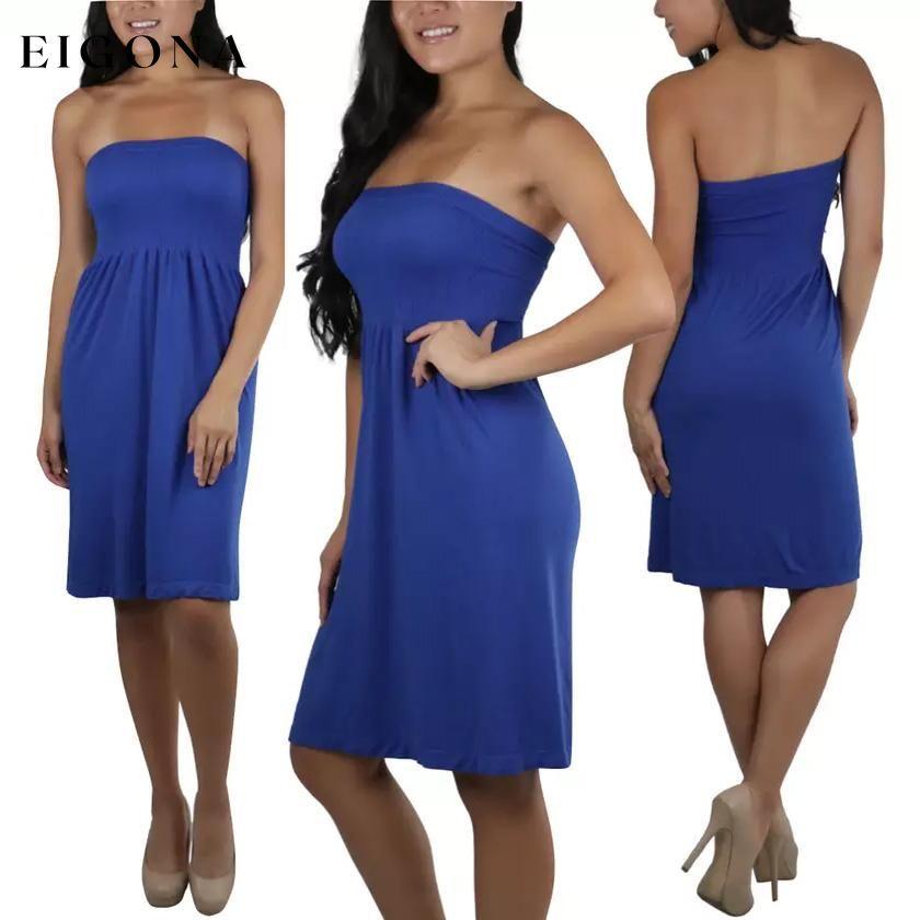 Women's Summer Tube Top Strapless Mini Dress Royal Blue __stock:150 casual dresses clothes dresses refund_fee:800
