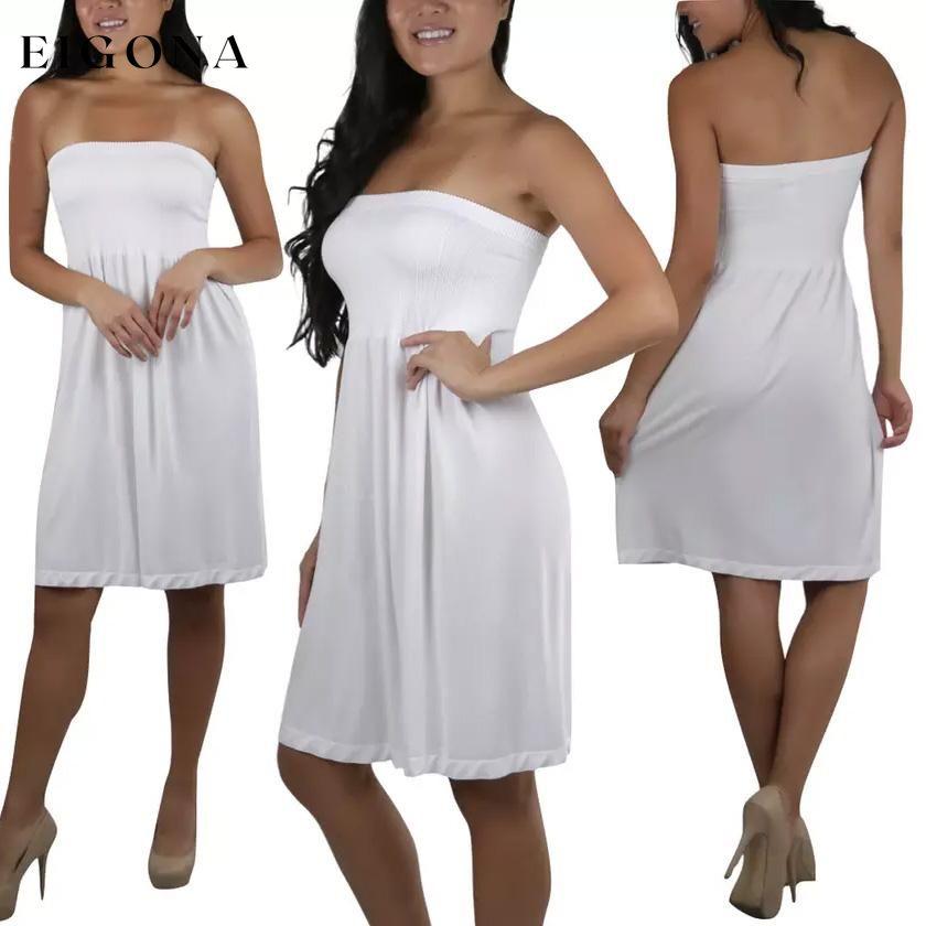 Women's Summer Tube Top Strapless Mini Dress White __stock:150 casual dresses clothes dresses refund_fee:800