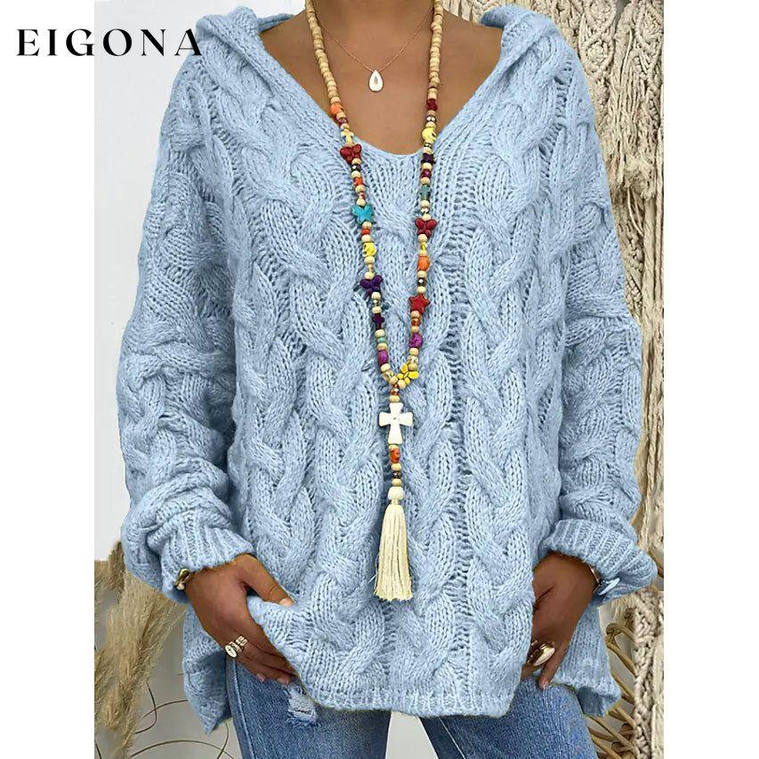 Women's Sweater Oversized Pullover Jumper Knitted Solid Color Light Blue __stock:200 clothes refund_fee:1200 tops