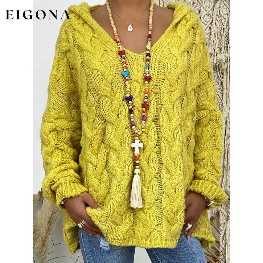 Women's Sweater Oversized Pullover Jumper Knitted Solid Color Yellow __stock:200 clothes refund_fee:1200 tops
