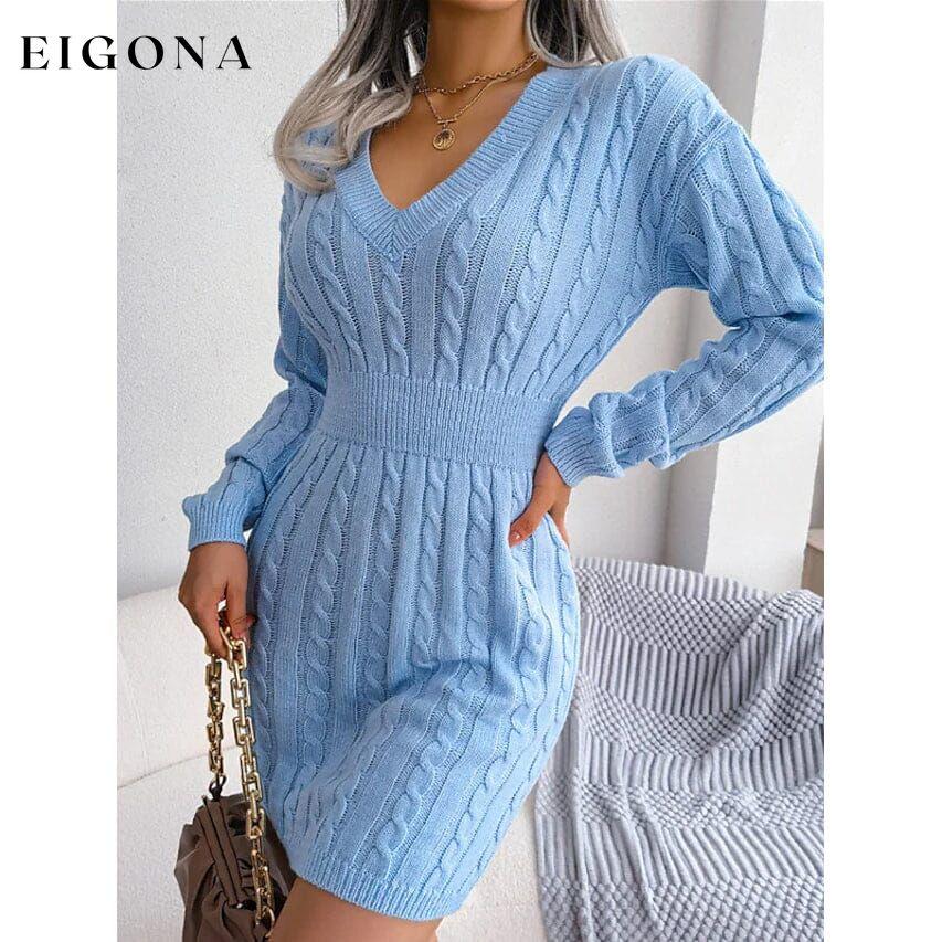 Women's Sweater Sheath Dress Blue __stock:200 casual dresses clothes dresses refund_fee:1200