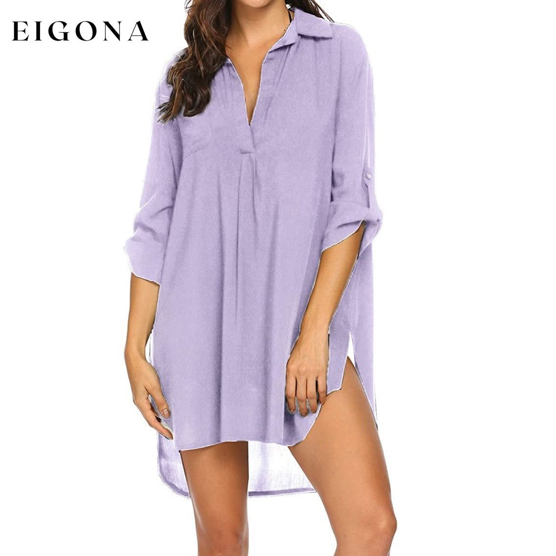 Women's Swimsuit Beach Cover Up Dress Light Purple __stock:200 casual dresses clothes dresses refund_fee:1200